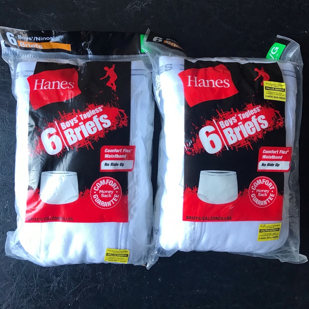 Hanes Boys White Briefs-6 pair-Size Large (26-28")
6 briefs in each pack